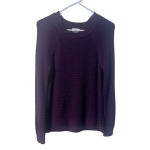 Old Navy Women's Burgundy Textured Crew Neck Long Sleeve Sweater Size Medium